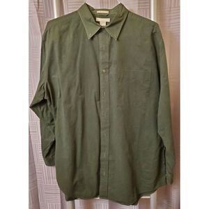 Field Gear the Big Shirt Size Large‎ Button Up Green Cotton Long Sleeve